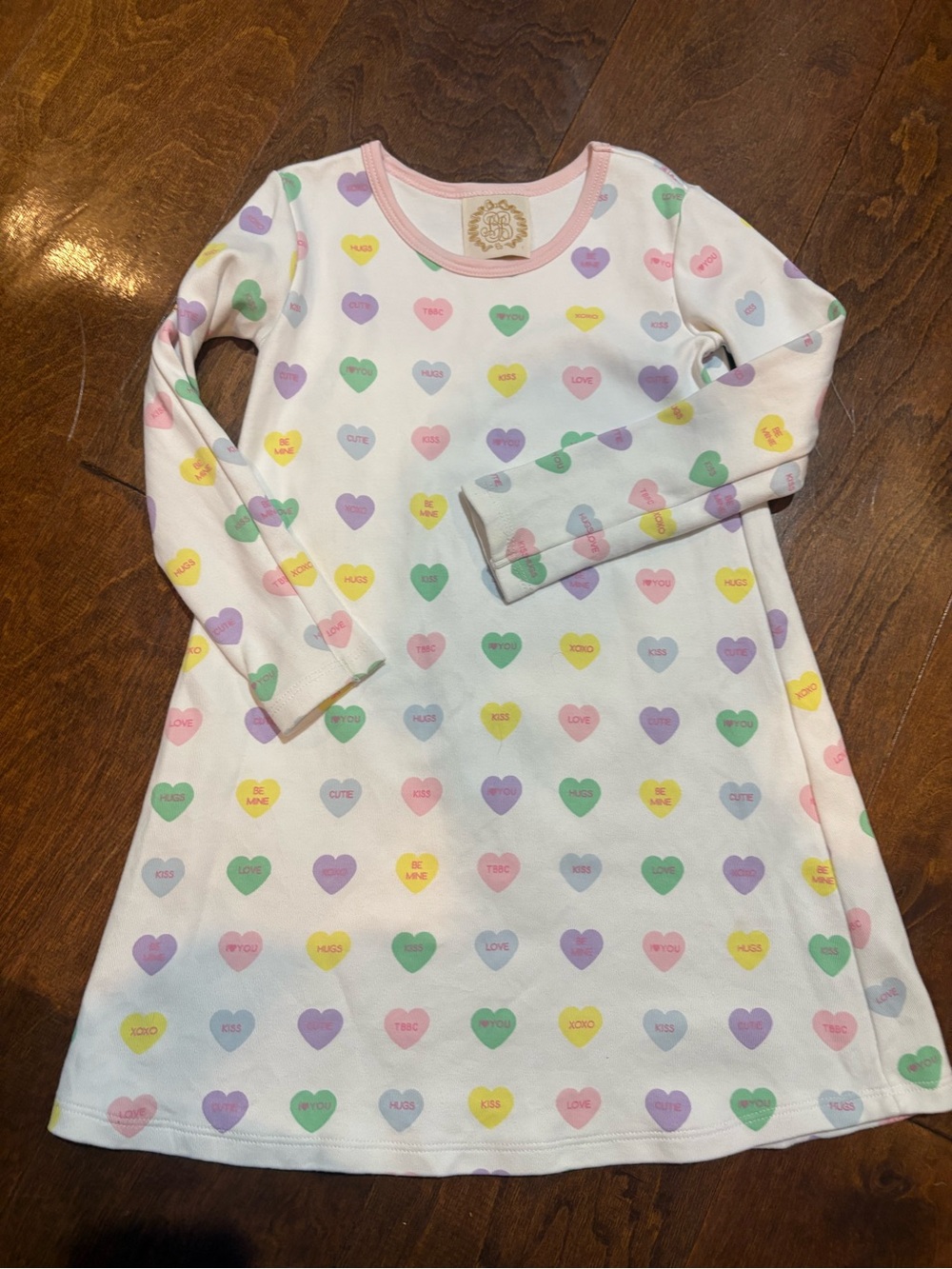 Girls' White Heart-Print Nightgown - Pastel Hearts